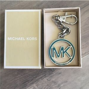 Michael Kors Silver and Teal Keychain. NEW IN BOX